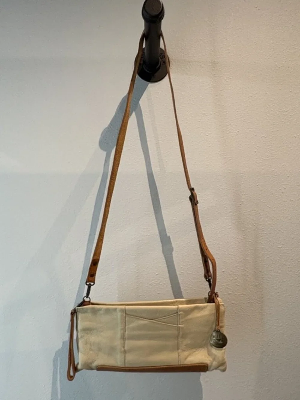 Will Leather Goods Cream and Brown Crossbody Bag